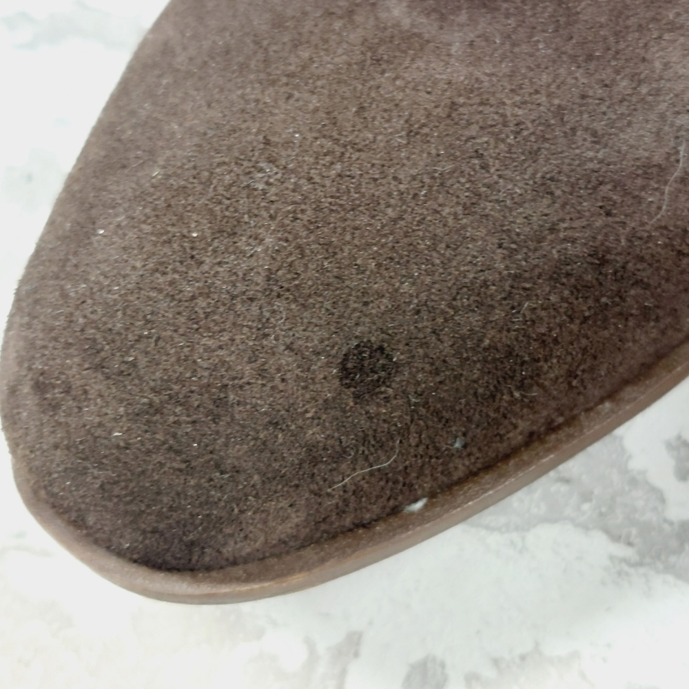 Lucky Brand Brown Leather Suede Side Zipper Heels Ankle Bootie V673 - Picture 12 of 13